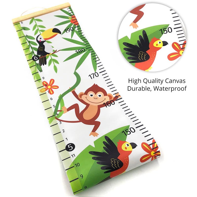 Home Evolution Kids Growth Chart Height Measuring Chart, Jungle Animal Canvas Wall Hanging Rulers for Baby Children Girls Bedroom Decor - Image 3